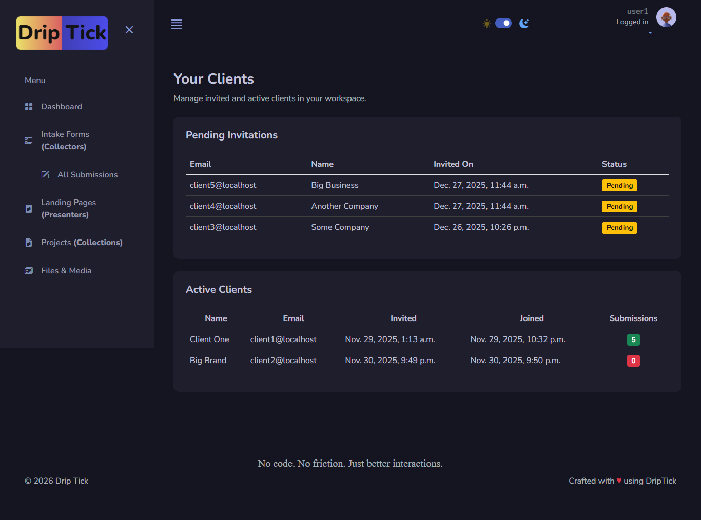 Client management portal