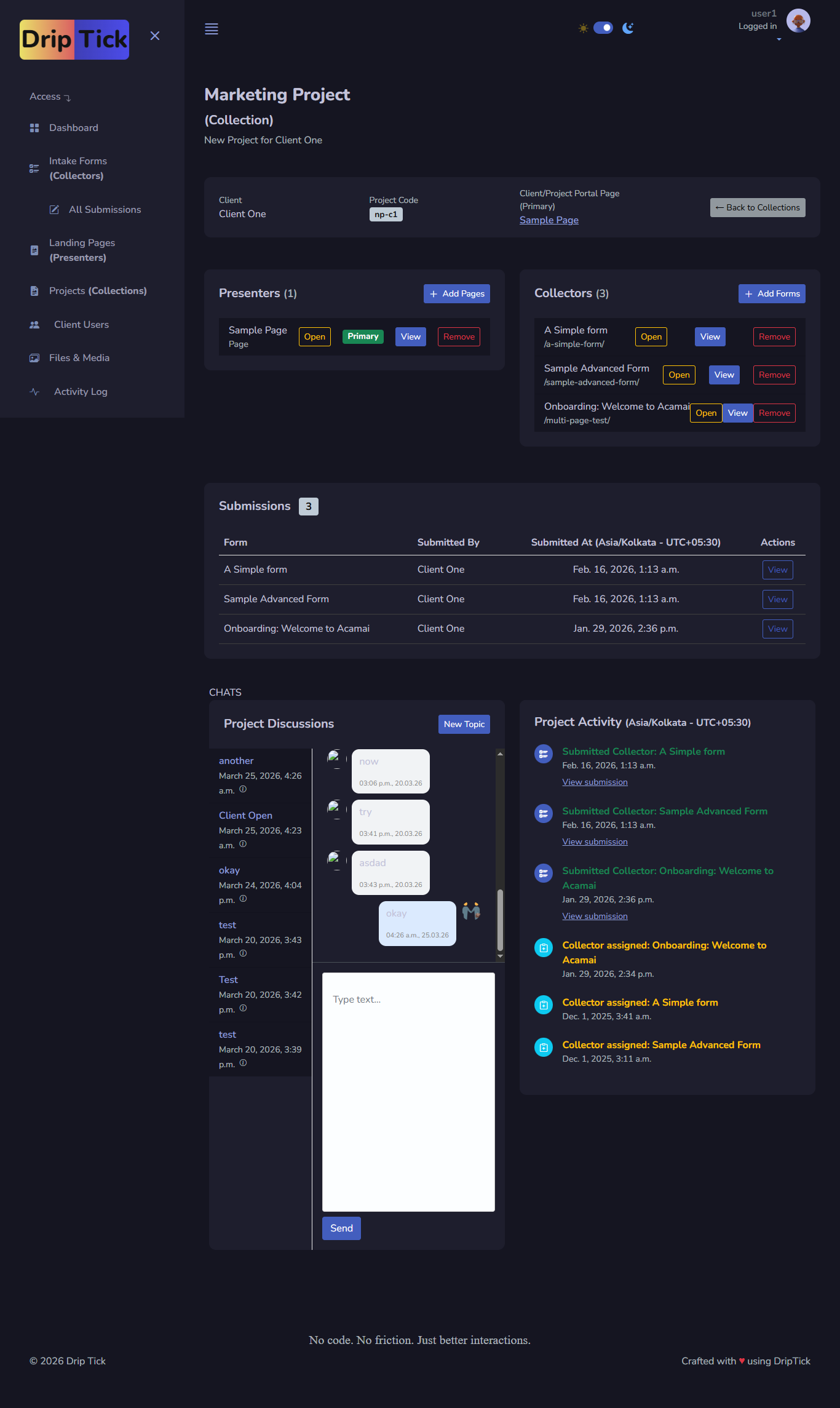 Client management portal